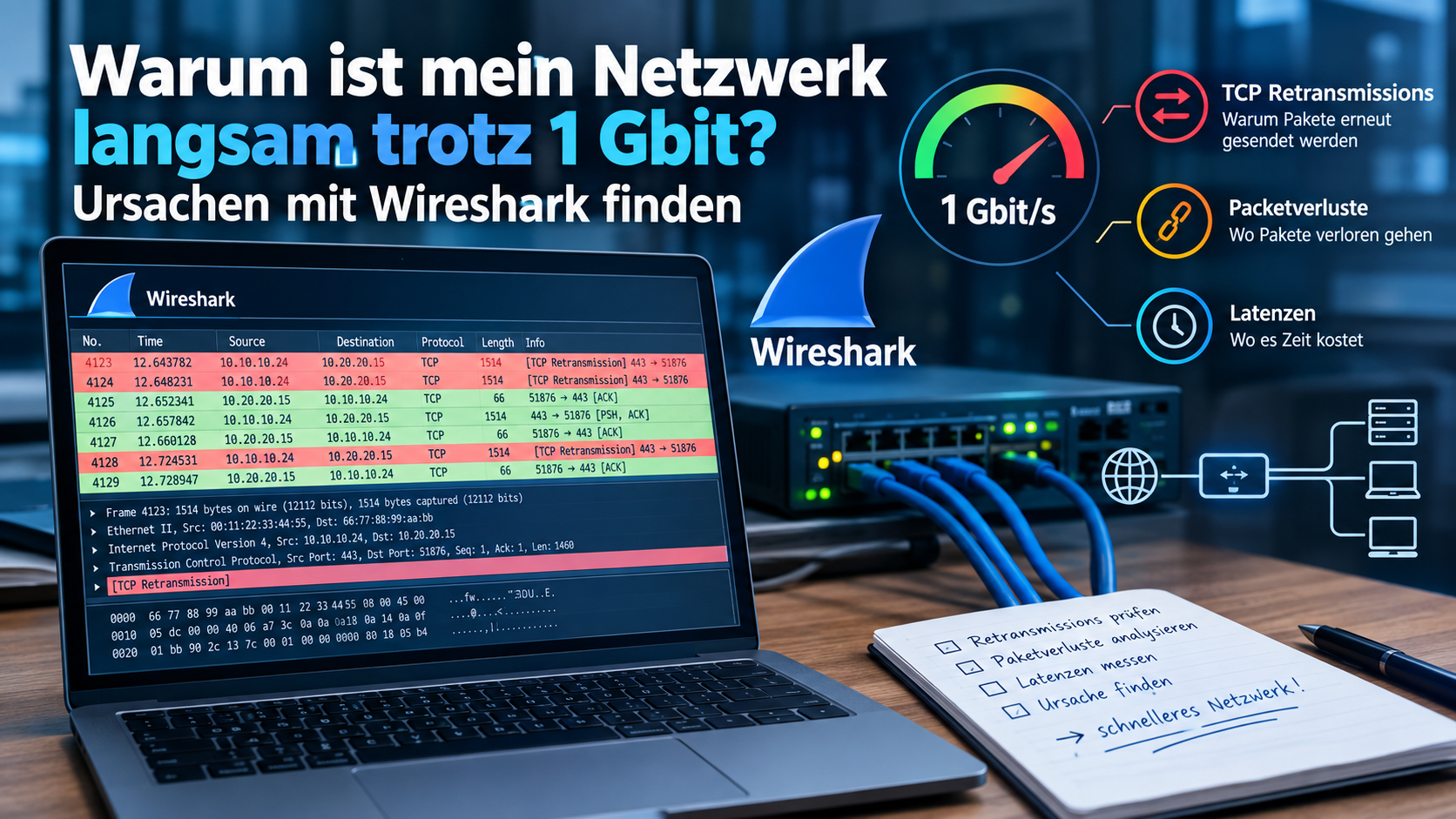 Warum ist mein Netzwerk langsam trotz 1 Gbit Ursachen mit Wireshark finden