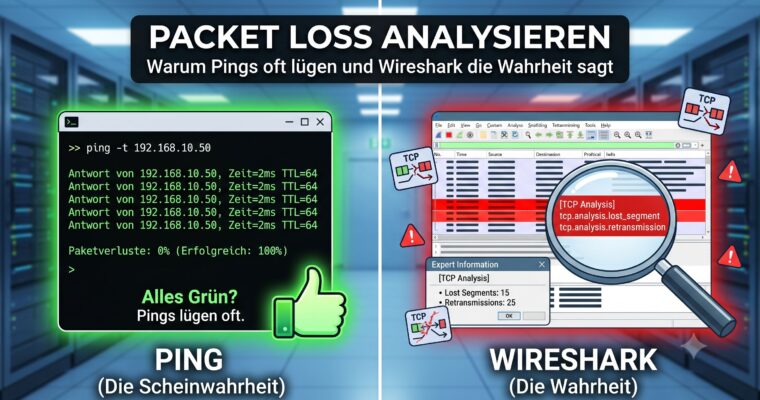 Beitragsbild Packet Loss messen und analysieren – warum Pings oft lügen und Wireshark die Wahrheit sagt
