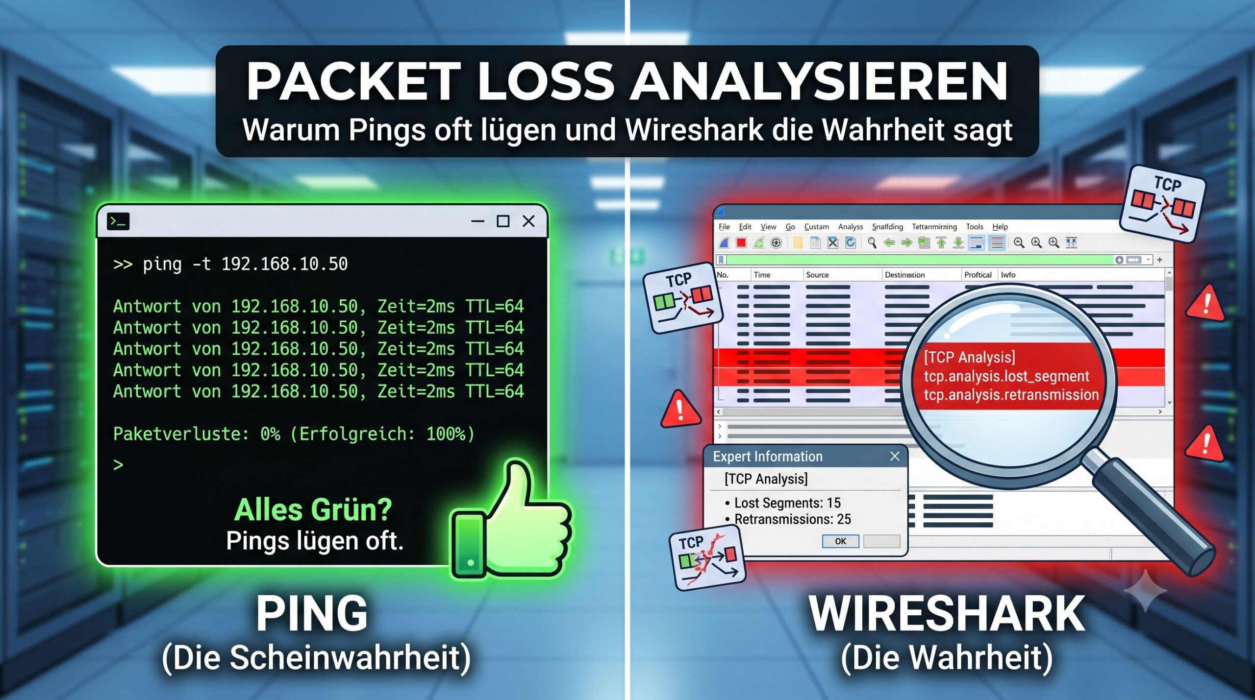 Packet Loss messen und analysieren – warum Pings oft lügen und Wireshark die Wahrheit sagt