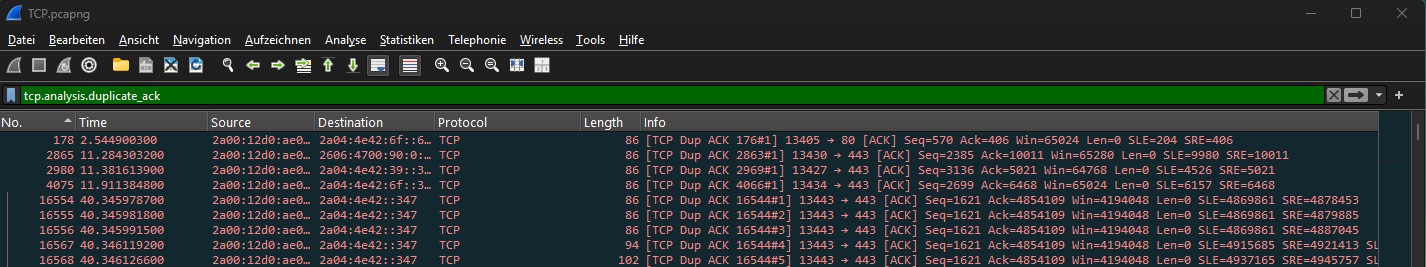 Filter tcp.analysis.duplicate_ack