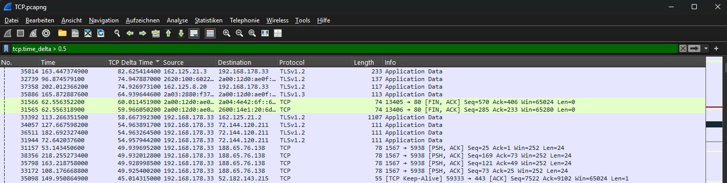 Filter tcp.time_delta > 0.5