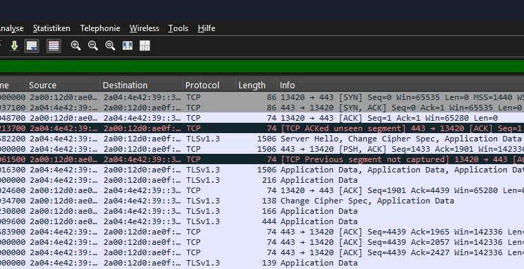 Wireshark TCP Handshake