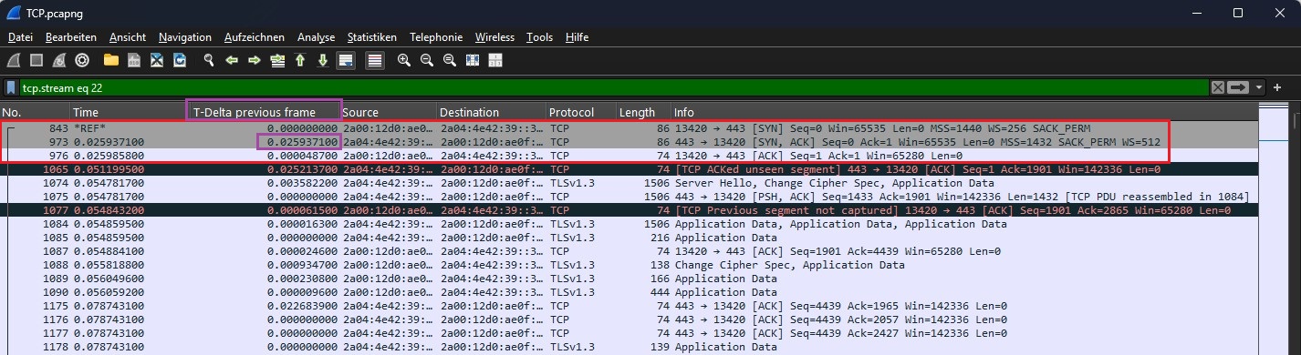 Wireshark TCP Handshake