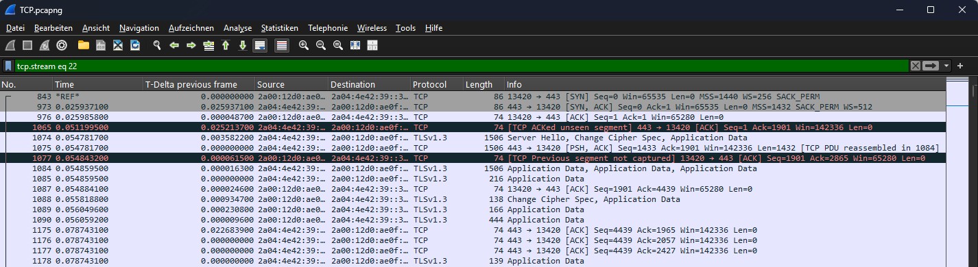 TCP Handshake analysieren mit Wireshark